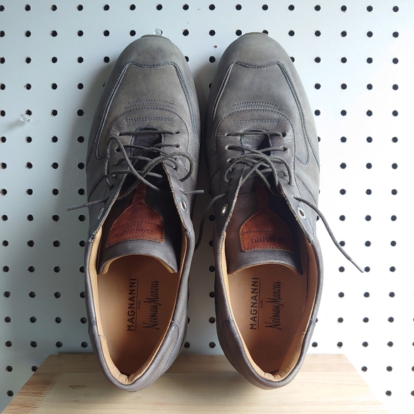 Magnanni For Neiman Marcus Leather Sneakers Shoes Grey - Picture 5 of 9